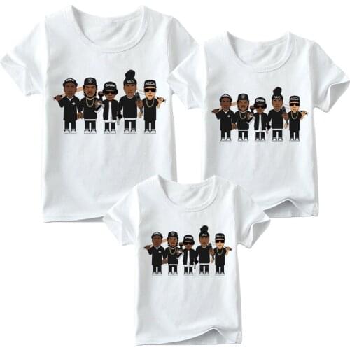 Family Matching Outfits T-shirt NWA Straight Outta Compton Print Family Clothes Funny Tshirt for Mom Dad and Kids