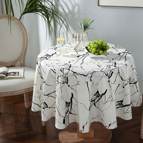 Tablecloth Modern Simple White Marble Print Round Tablecloth Decoration Table Cloth Round Coffee Living Room table cover