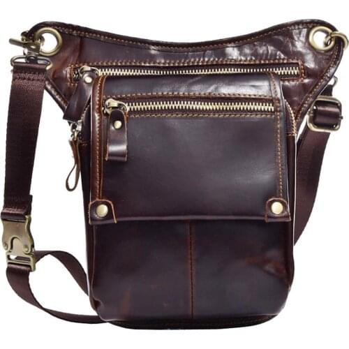 Mens Leather Drop Leg Bag Cross Body Messenger Shoulder Fanny Pack Waist Thigh Hip Bum Belt Travel Motorcycle Riding