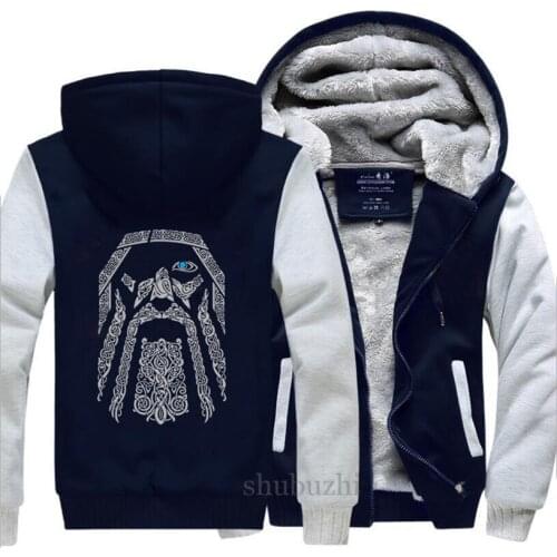 Odin Vikings Vintage Hoodies Sweatshirts Men Hot Sale Spring Winter Warm Fleece Mens Thick Zipper Hoody Mens Jacket Coat