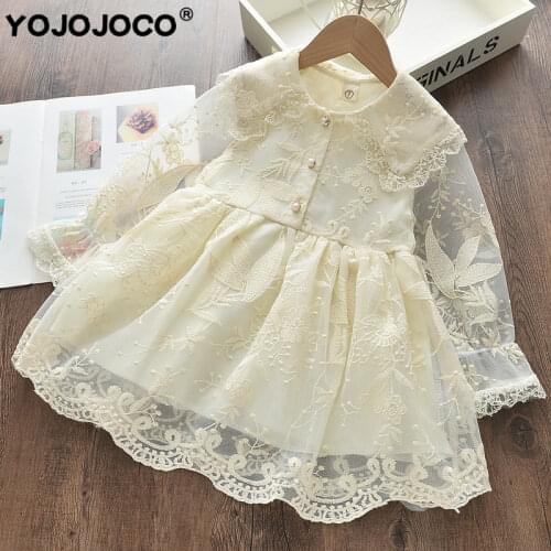 Spring and Autumn Girl Dress 0-6 Years Old Lace Embroidered Princess Dress Flower Pearl Dress Girl Lace Princess Dress Dress