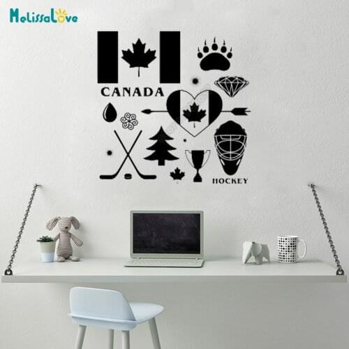 Country Canada Hockey Symbol Cool Decor Bedroom Decal Living Room Decor Removable Vinyl Wall Stickers B654