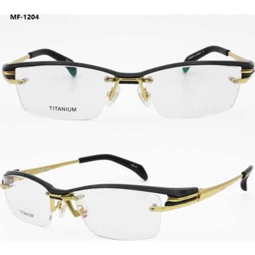 High end quality pure titanium half-rim IP vacuum eletroplating eyebrow style bicolor businessmen optical precription eyeglass
