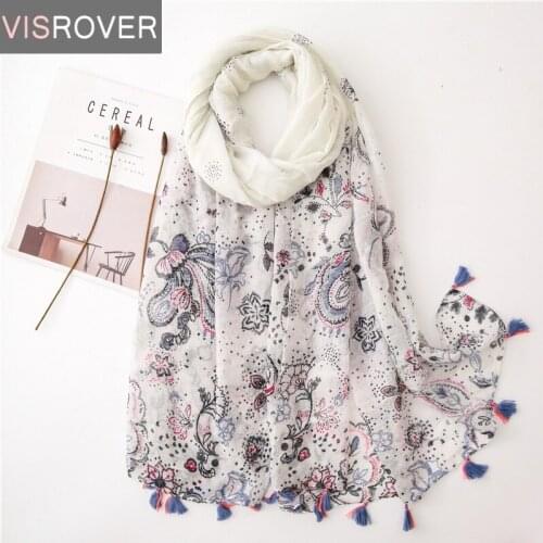 Visrover Summer Tropical Beach Scarves Tourist outdoor Shawl Floral Print Scarf Hijab Women Scarfs With Tassel Wholesales