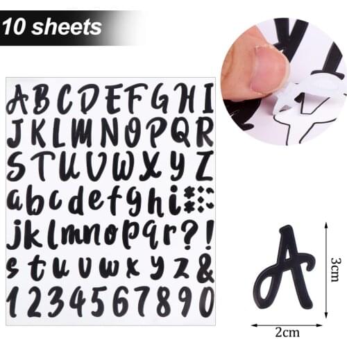 10 Sheets Graduation Cap Stickers, Self-Adhesive Vinyl Sticker, Alphabet Number