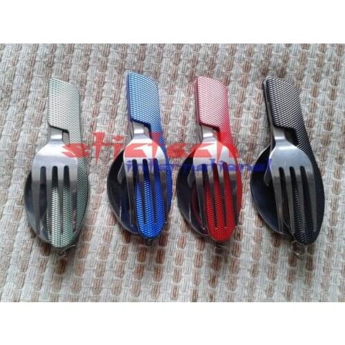 By dhl or ems 200pcs Stainless Steel Camping Cutlery 3 in 1 Multi-Function Folding Cutlery Sets Travel Portable Combination