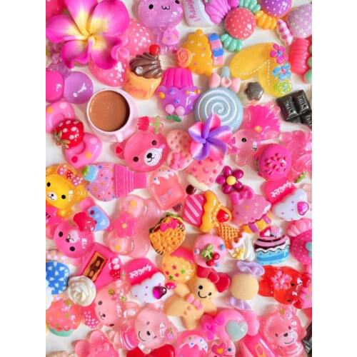 50Pcs/Lot Kawaii Nail Art Charms Flower/Gummy Bear/ kawaii random Charm Cabochon for nail decoration Kawaii cute 50 pc lot bulk