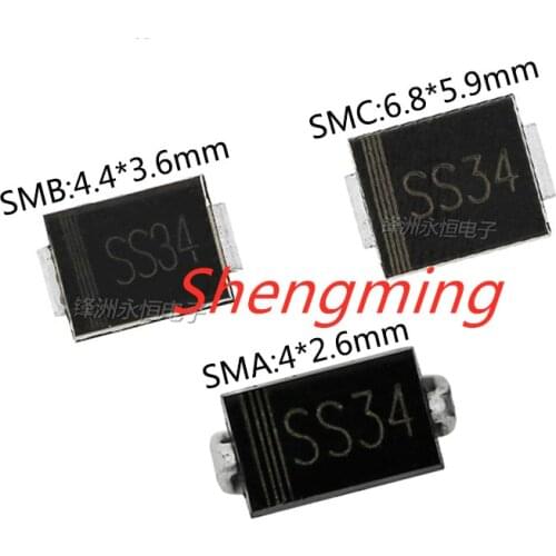 50PCS SS34 SMA SMB SMC 1N5822 IN5822 3A 40V Schottky diode
