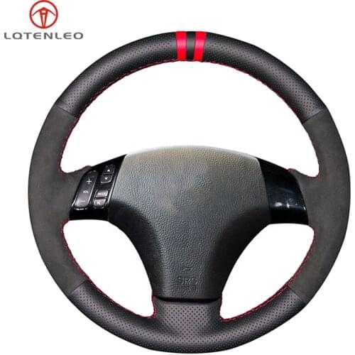 LQTENLEO Black Suede Leather Steering Wheel Cover For Mazda 3 2003-2012 Mazda 5 Mazda 6 Mazda 8 2004-2010 Mazda MPV 2004-2006