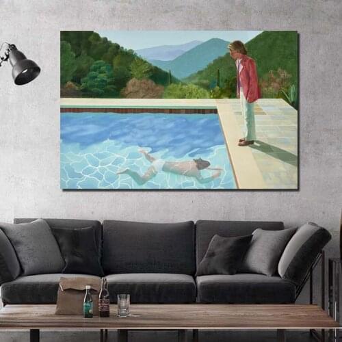 David Hockney Pool With Two Figures Canvas Painting Print Living Room Home Decor Modern Wall Art Oil Painting Posters Picture