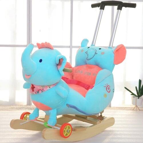 2 In 1 Childrens Plush Stuffed Animal Rocking chair With Wheels Push Trolley Fashion Rocking Horse kids Ride On Toys