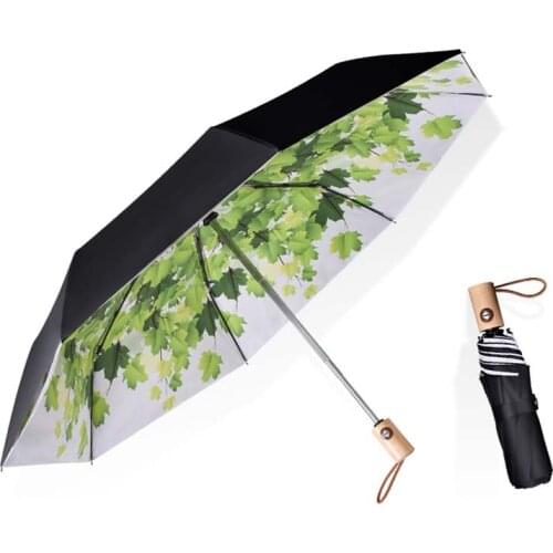 Double Layer Automatic Umbrella Rain Women 3 Fold Strong Windproof Female Male 8K Large Parasol Men Leaves Umbrellas