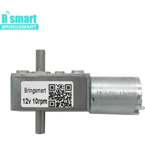 Bringsmart JGY370 Double Shaft Worm Motor DC 6-24v Reduced Geared Machine 210rpm With Mini Gearbox Motor 6-210rpm D Shaft