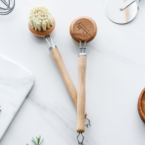 Natural Beech PP Cleaning Brush Wooden Long Handle Washing Brushes Multifunctional Kitchen Cleaning Tool For Dish Cup Bottle Pot
