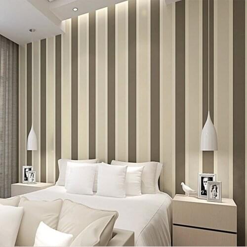 Q QIHANG High Texture Modern Minimalist Multicolor striped Non-woven Wallpaper Brown Gray Color 0.53m*10m=5.3m2