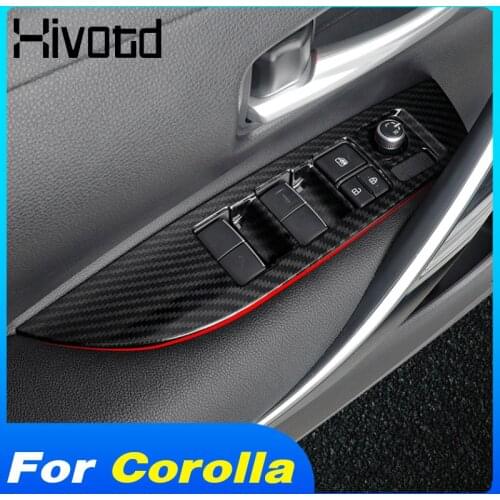 Hivotd Window Lift Switch Button Panel Cover Interior Decoration Moulding Trim Accessories Car Styling For Toyota Corolla 2020