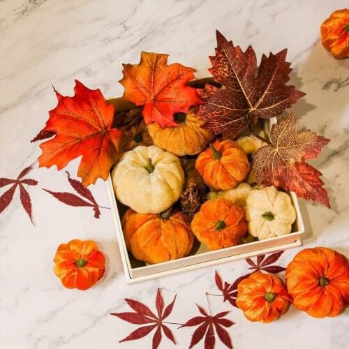 12Pcs Artificial Flannel Pumpkin Fake Simulation Pumpkin Vegetable Happy Halloween Decor For Home Halloween Props Wedding Decor
