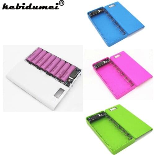 Kebidumei Portable 4 Colors 8*18650 Lithium-ion Battery Case Power Bank Shell LCD Display External Box Without Battery