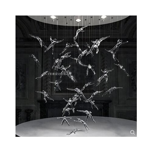 Creative human spirit glass hotel sand table art museum window display shop decoration studio art chandelier