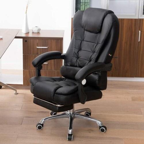 New Solid Color Reclining Leather Leisure Office Chair Massage Footrest Swivel Chair Executive Chair Computer Chair Home