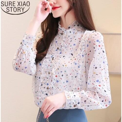 Fashion Autumn Blouse Women 2021 Ladies Tops Long Sleeve Button Chiffon Blouse Shirt For Women Tops Blusas Clothes Print 6761 50