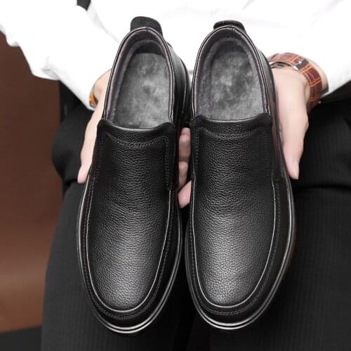Men shoes fashion Genuine Leather Male shoes Luxury Brand mens casual Dress Shoes Winter Warm Business Formal Shoes