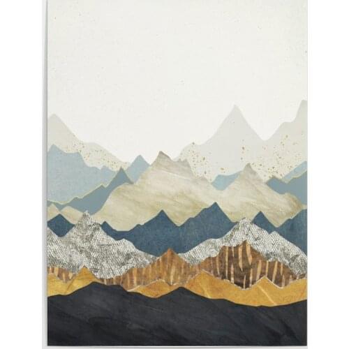 Wall Art Natural Scenery Poster HD Prints Distant Peaks Canvas Painting Home Decor Living Room Modular Amber Moutains Pictures