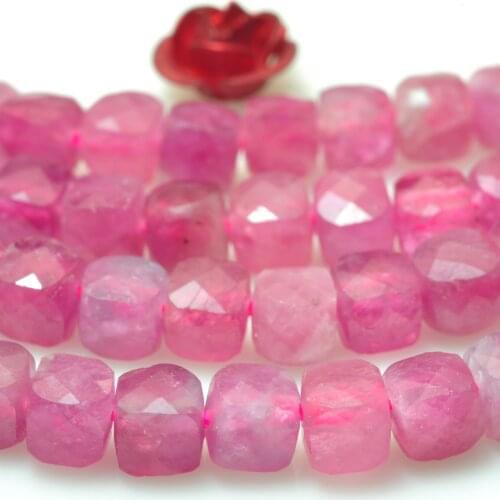 Natural Pink Tourmaline Faceted Cube Loose Beads Wholesale Gemstones Semi Precious Stones Bracelet Necklace Diy Jewelry Making