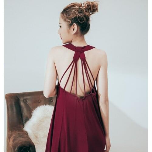 New Arrivals Summer Long Nightgowns Halter neck Loose Ladies Dresses Princess Sleep Wear Solid Silk Home Dress Sexy Nightdress