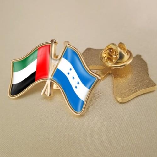 United Arab Emirates and Honduras Crossed Double Friendship Flags Lapel Pins Brooch Badges