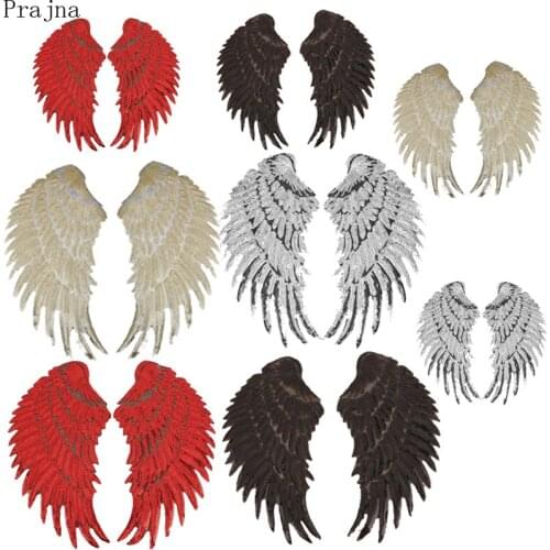 Prajna Red Black Angel Wings Patch Sequin Iron On Sequin Patches For Clothes Fabric Sewing Patch Sticker Applique Parches Anime