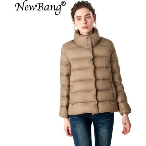 NewBang Autumn Winter Light Weight Duck Down Coat Women Parkas Single Breasted Jackets Windproof Stand Collar Jacket