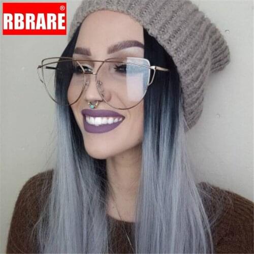 RBRARE Alloy Eyeglass Frames Women Sunglasses Optical Lens Metal Frame Sunglasses Female Vintage Cat Eye Transparent Eyeglasses