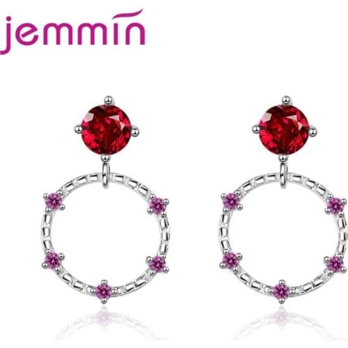 Luxury Circle Earrings For Women Girls 925 Sterling Silver Cubic Zirconia Pretty Suitable Anniversary Gifts Charming