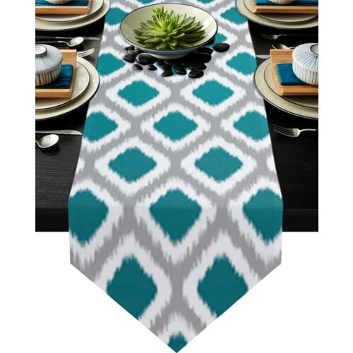 Grey And Blue Geometry Diamond Table Runner Hotel Home Dinning Table Decoration Wedding Table Decoration Christmas Decor
