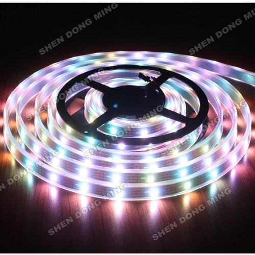 100M changeable color RGB IC Built-in WS2812 led pixel strip 5050 SMD Black PCB Tube Waterproof IP67 DC5V digital led strip