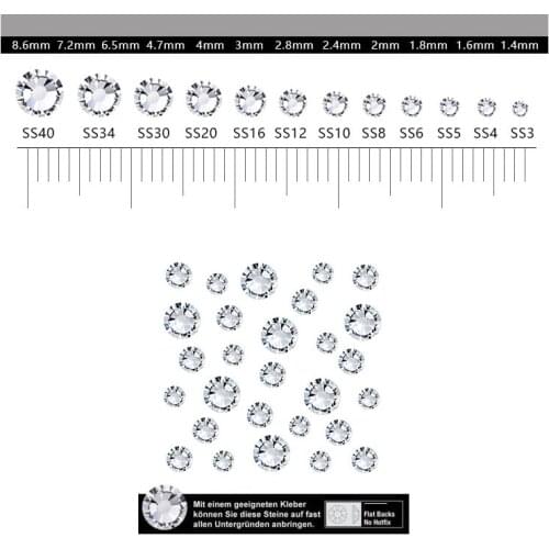 Swarovsky Super Glitter SS3-SS50 Crystal Rhinestones AB Flat Back Nail Rhinestone 3D Non HotFix Nail Art Decoration DIY Glass