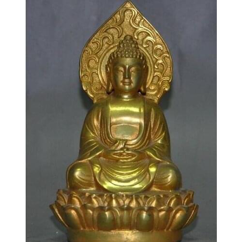 Tibet Buddhism bronze 24k gold Gilt Medicine Buddha Sakyamuni Shakyamuni statue
