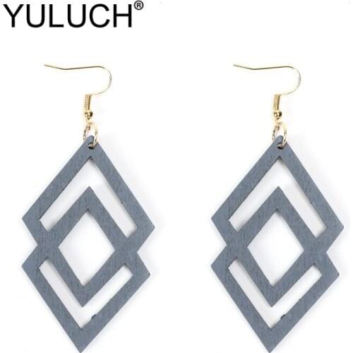 YULUCH 2019 Hollow Wood Pendant Earrings For Women Fashion Jewlery Female Accessories Ethnic African Indian Long Dangle Earrings