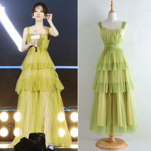 Ladies Summer Spaghetti Strap Mesh Dress Runway Women Sexy Sleeveless Slash Neck Vacation Party Long Dress Ruffles Layered Dress