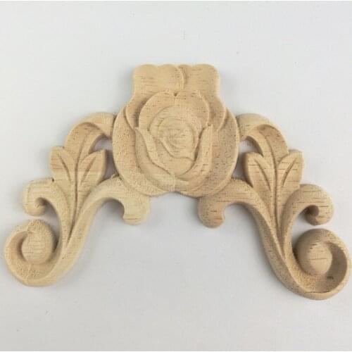 1PC Woodcarving Decal Corner Applique Frame Door Decorate Wall Doors Furniture Decorative Figurines Wooden Miniatures 8CM 10CM