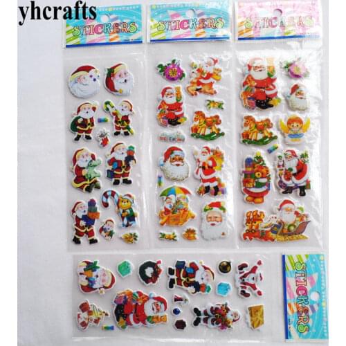 100 sheets(1125PCS stickers) / LOT.PVC sponge removable Christmas stickers Handicrafts Decorative wall fridge stickers Kids toys