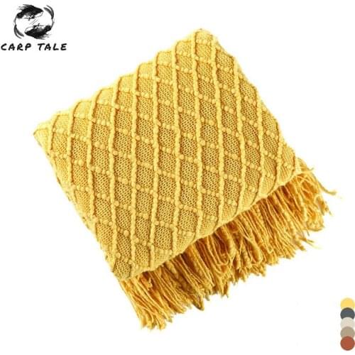 127x152cm Knitted Blanket Stitch Throw Blanket For Sofa Nordic Style Summer Bedspreads For Bed Cover Shawl Blanket With Tassel
