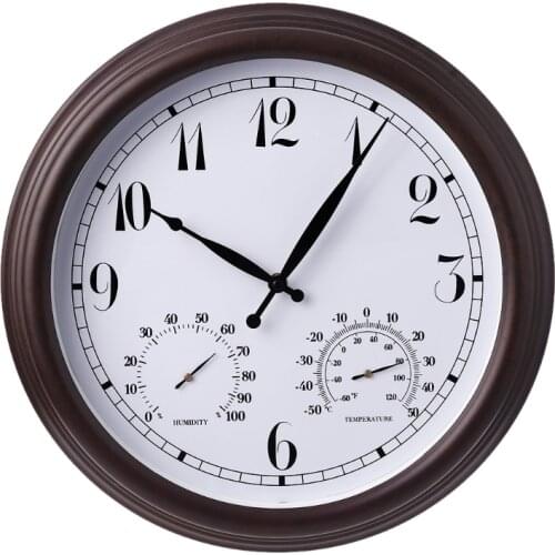 15'' Outdoor Creative Retro Waterproof Wall Thermomet Clock,in Line w/ CE/RoHS Environmental Protection Requirements