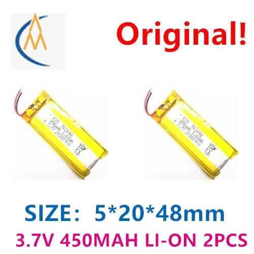 2PCS 502048 3.7V 450mah 502050 402050 502248 intelligent remote controller lithium battery navigator speaker toy LED equipment