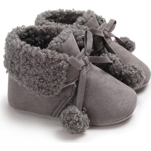 2020 Baby Girl Plus Cashmere New Design Silicone Non-slip Warm Princess Casual Cotton Baby Girl Winter Soft Toddler Shoes