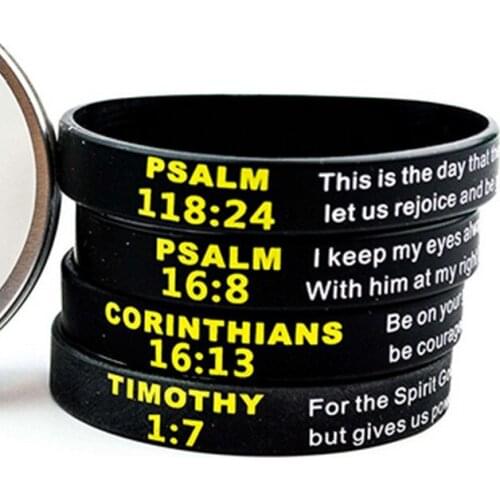 300PCS Jesus Christian bible VERSE PSALM TIMOTHY CORINTHIANS JOHN silicone rubber bracelet wristband