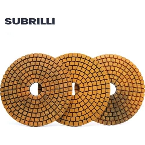 SUBRILLI 4 Inch Diamond Metal Polishing Pads Copper Particles Grinding Wheel For Granite Marble Concrete Aggressive Sanding Disc
