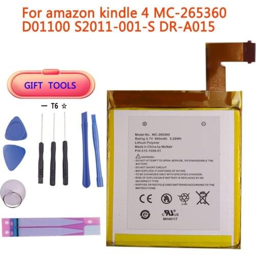 ZQTMAX 890mAh Battery For Amazon Kindle 4 5 6 D01100 515-1058-01 MC-265360 S2011-001-S Battery With Tools