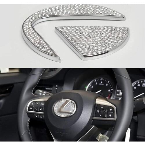 Car Steering Wheel Emblem Crystal Diamond Sticker for Lexus IS400 RX300 RX330 IS220D RX350 IS460 ES NX RX IS CT LX GS RC GS-F